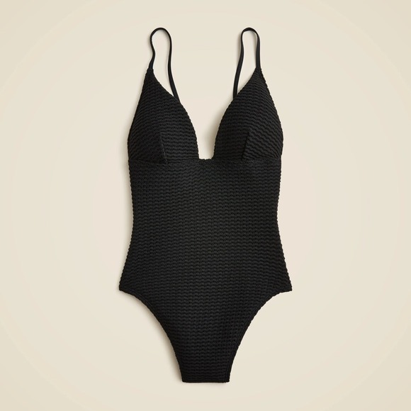 J.Crew Plunge crochet one-piece Black Size 6 NWT - Picture 2 of 11